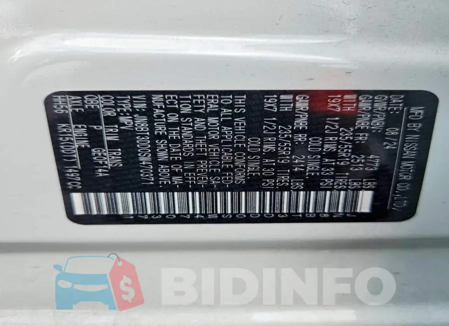 JN8BT3DD0SW470371 Photo# 14