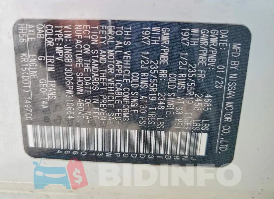JN8BT3DD6PW310664 Photo# 13