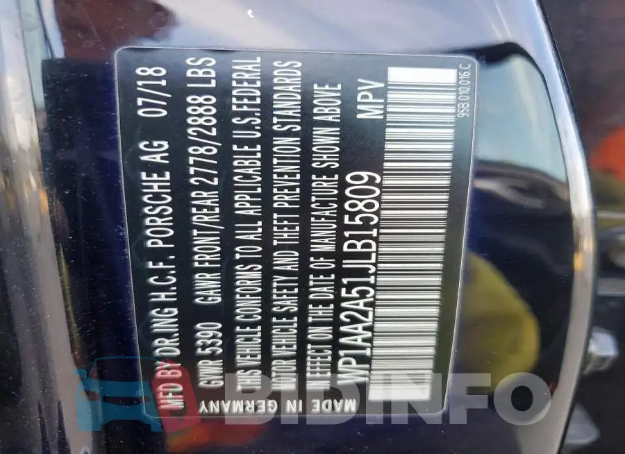 WP1AA2A51JLB15809 Photo# 13