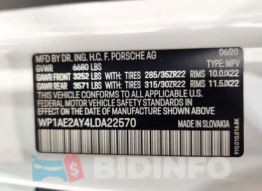WP1AE2AY4LDA22570 Photo# 13