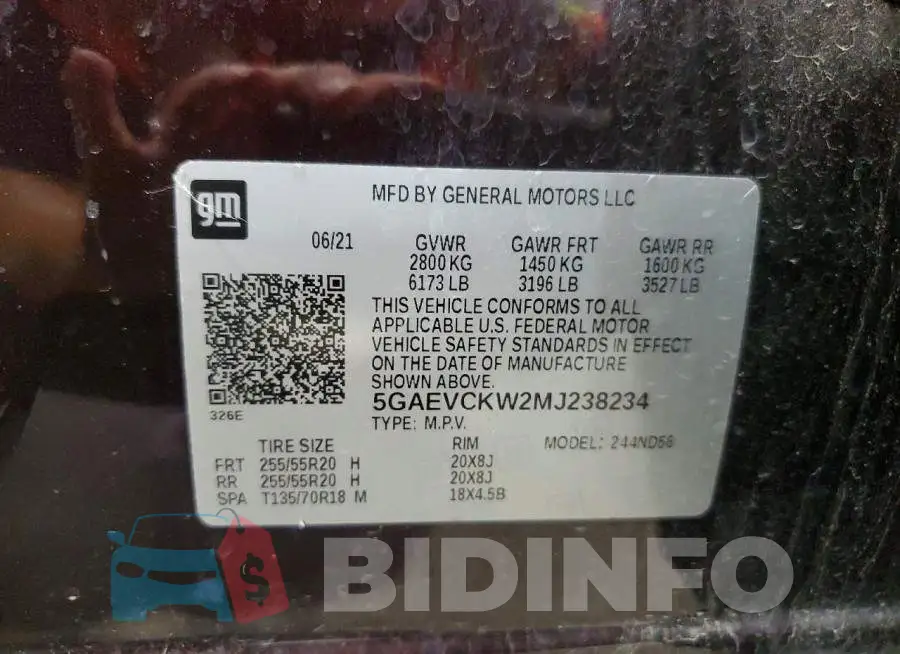 5GAEVCKW2MJ238234 Photo# 13