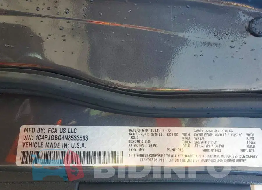 1C4RJGBG4N8533503 Photo# 13