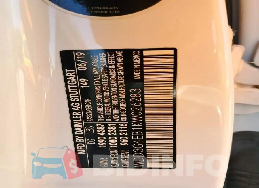 WDD3G4EB1KW026283 Photo# 12