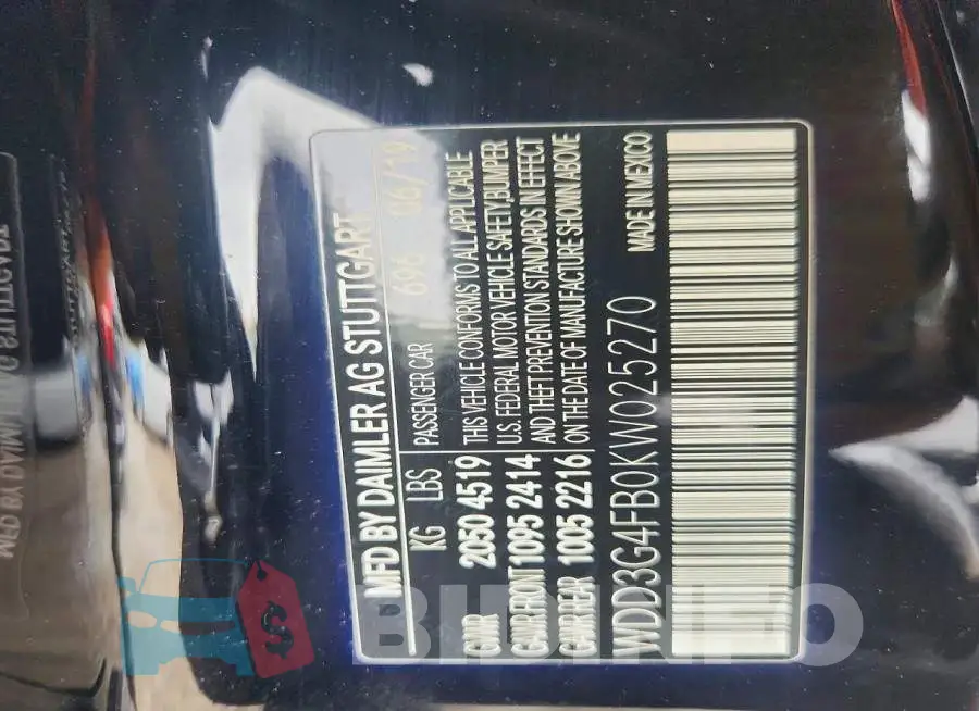 WDD3G4FB0KW025270 Photo# 13