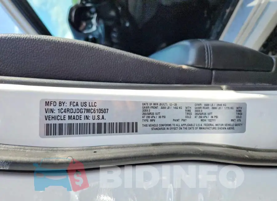 1C4RDJDG7MC610507 Photo# 13