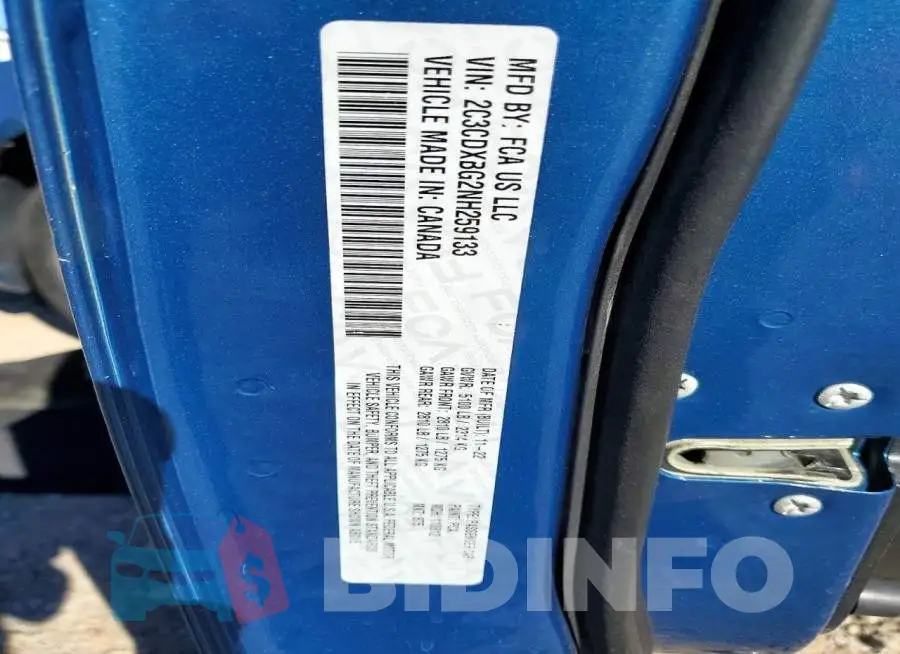 2C3CDXBG2NH259133 Photo# 12
