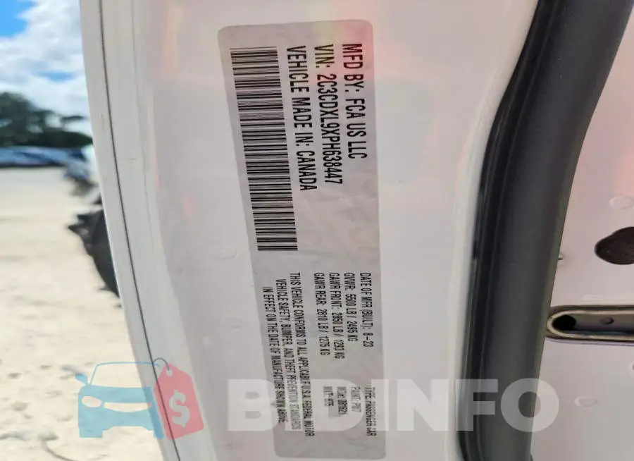 2C3CDXL9XPH638447 Photo# 13