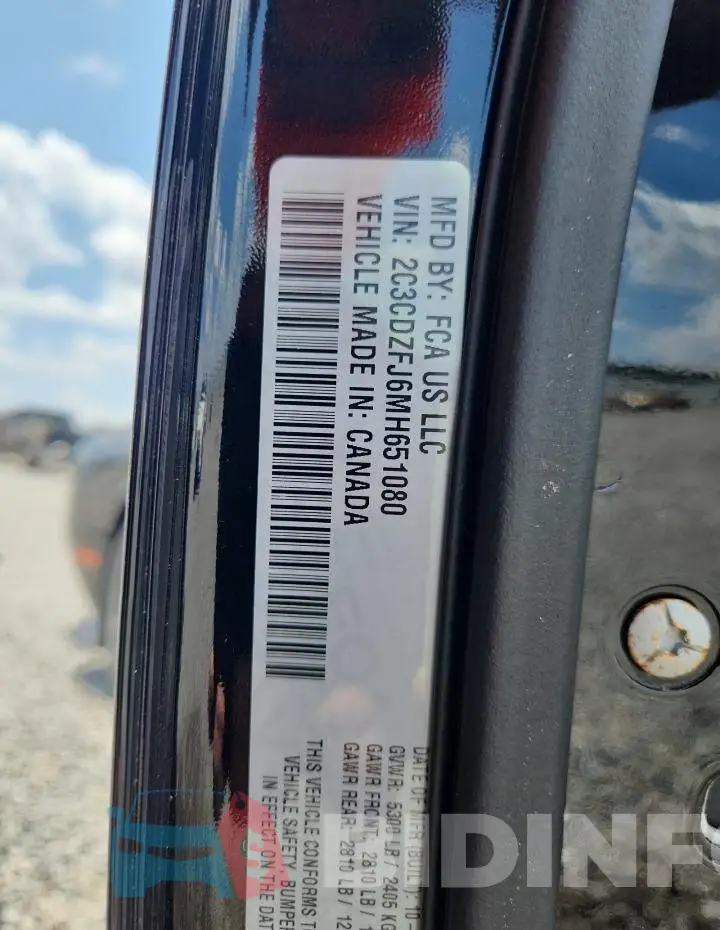 2C3CDZFJ6MH651080 Photo# 12