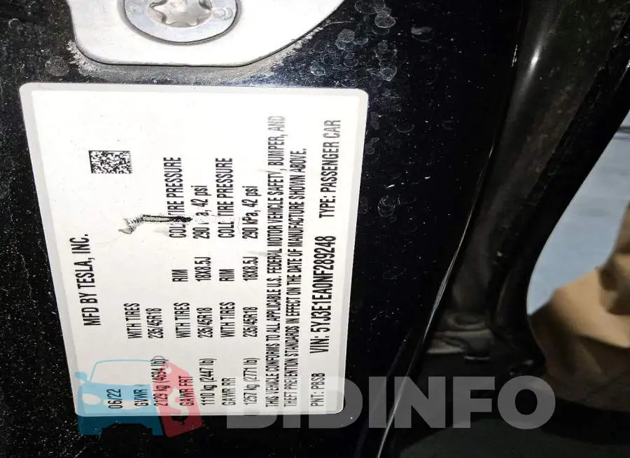 5YJ3E1EA0NF289248 Photo# 12