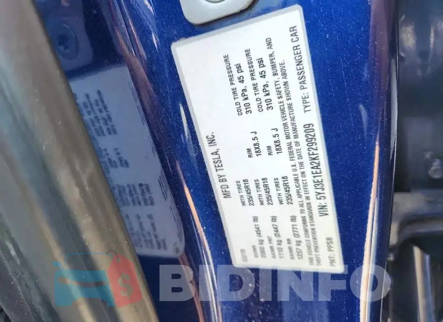 5YJ3E1EA2KF299209 Photo# 12
