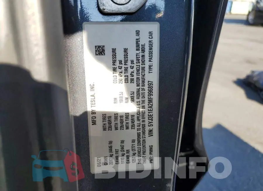 5YJ3E1EA2MF996897 Photo# 12