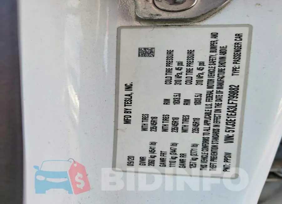5YJ3E1EA3LF799882 Photo# 12