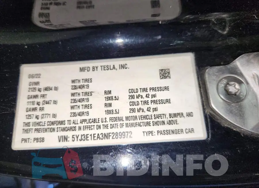 5YJ3E1EA3NF289972 Photo# 12