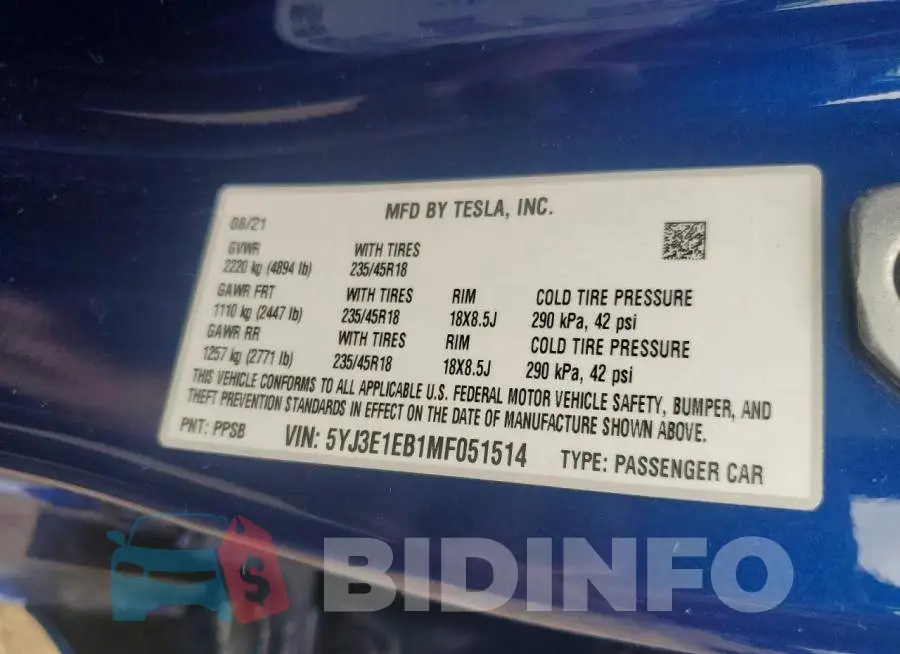 5YJ3E1EB1MF051514 Photo# 12