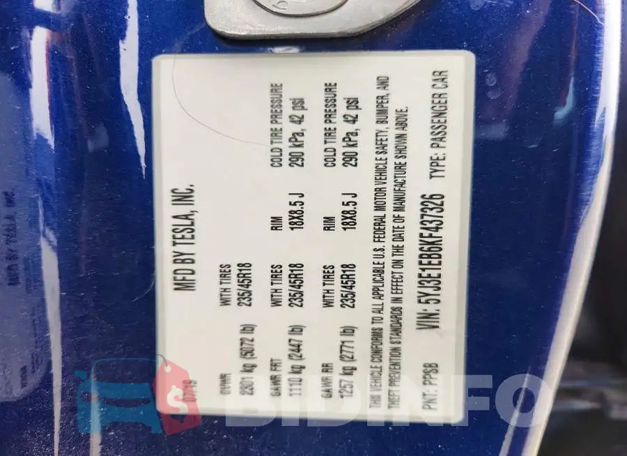 5YJ3E1EB6KF437326 Photo# 12