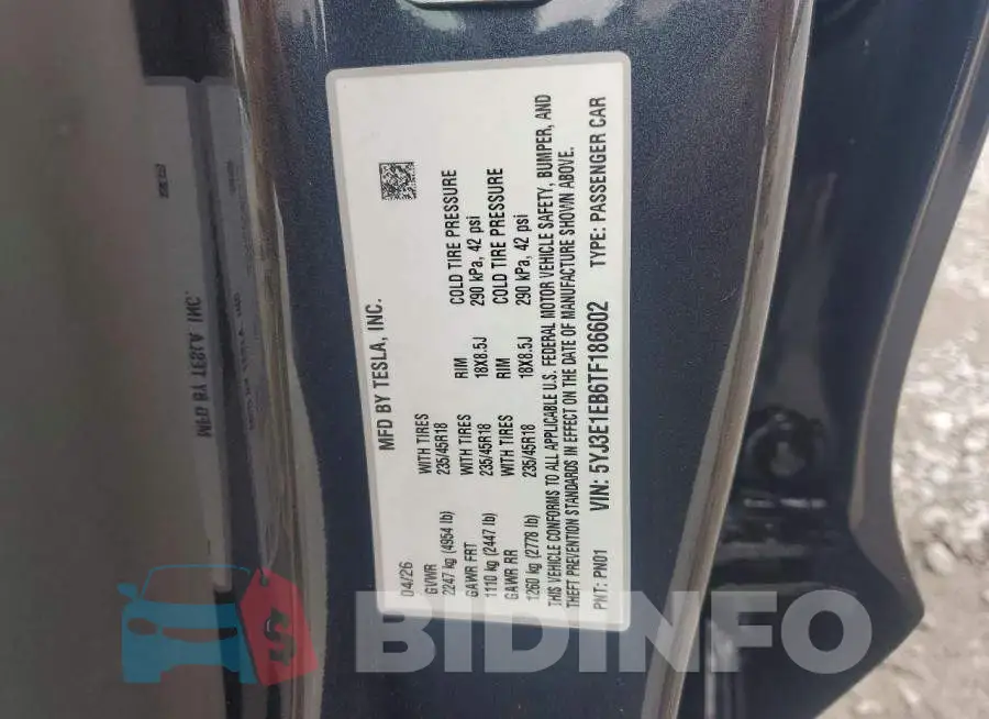 5YJ3E1EB6TF186602 Photo# 12