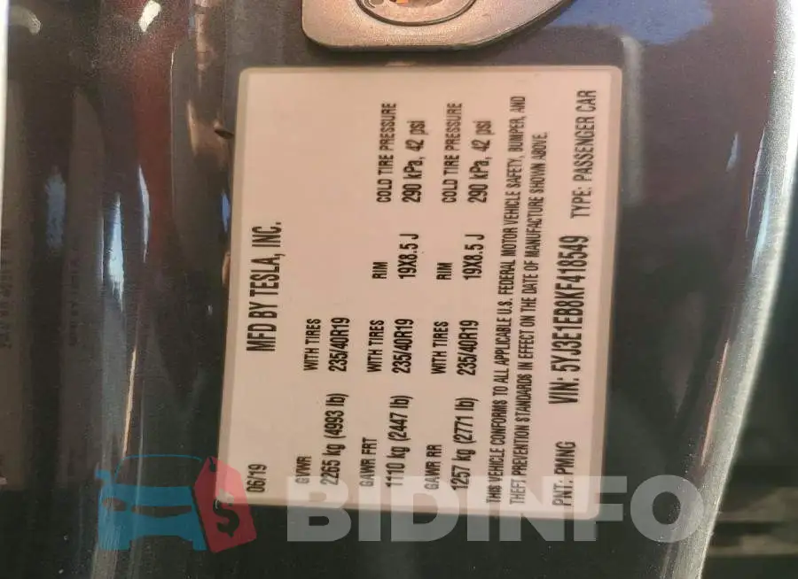 5YJ3E1EB8KF418549 Photo# 12