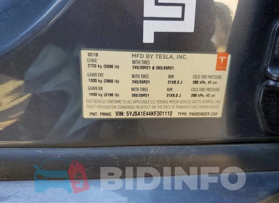 5YJSA1E44KF301110 Photo# 13