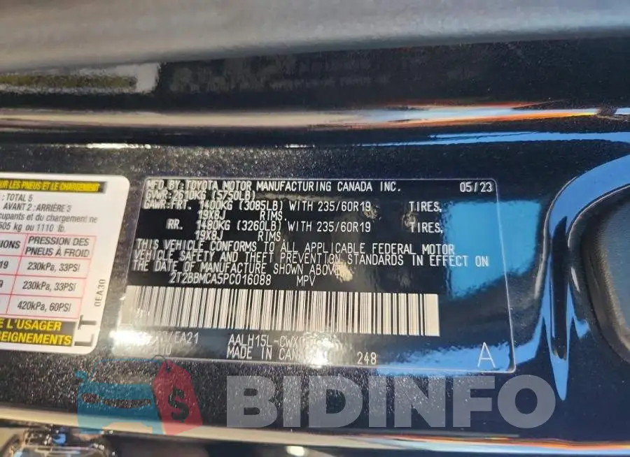2T2BBMCA5PC016088 Photo# 12