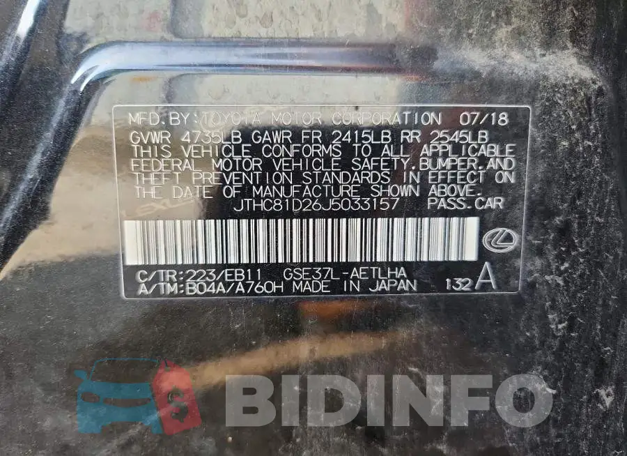 JTHC81D26J5033157 Photo# 12