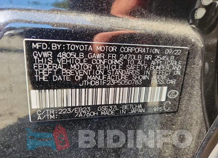 JTHD81F23P5050783 Photo# 12