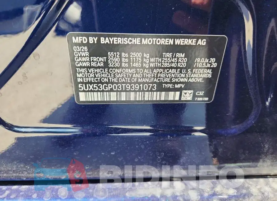 5UX53GP03T9391073 Photo# 13