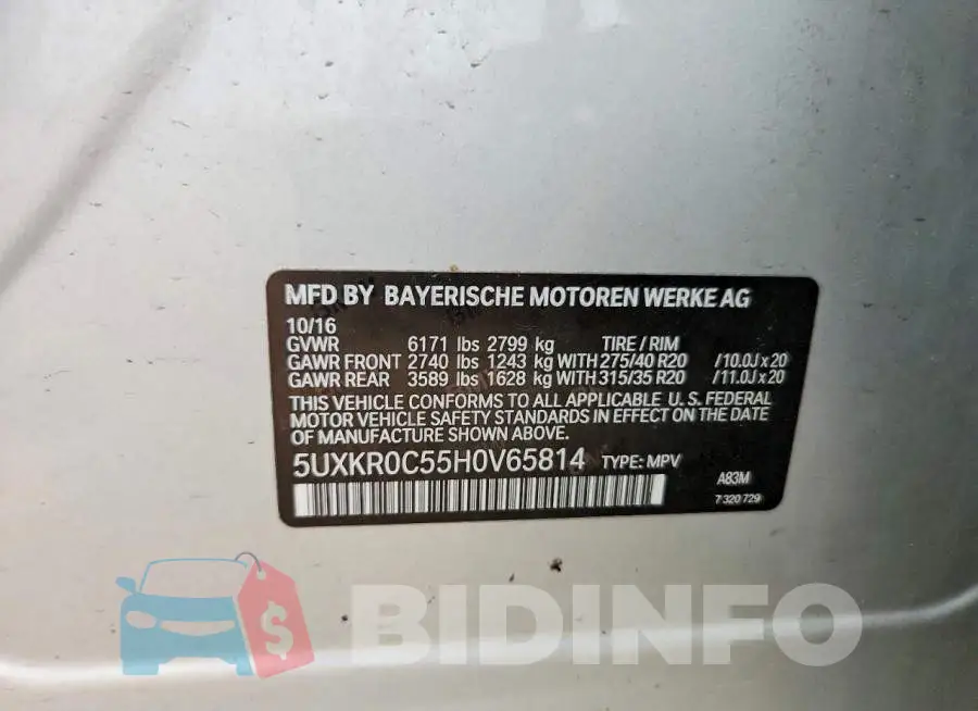 5UXKR0C55H0V65814 Photo# 13