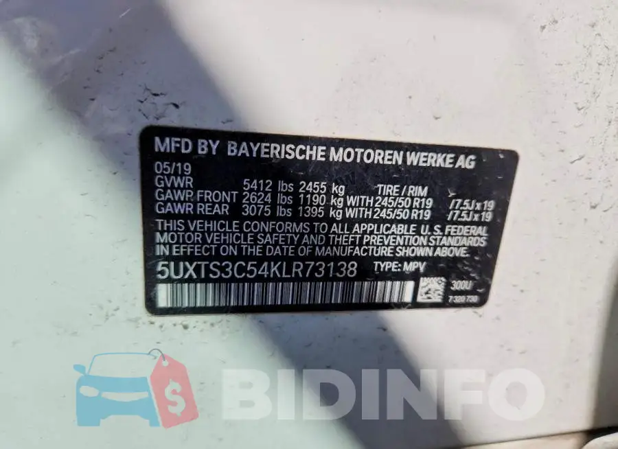 5UXTS3C54KLR73138 Photo# 14