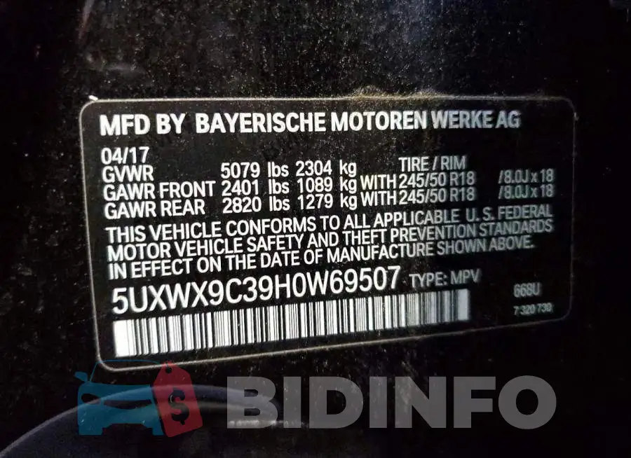 5UXWX9C39H0W69507 Photo# 13