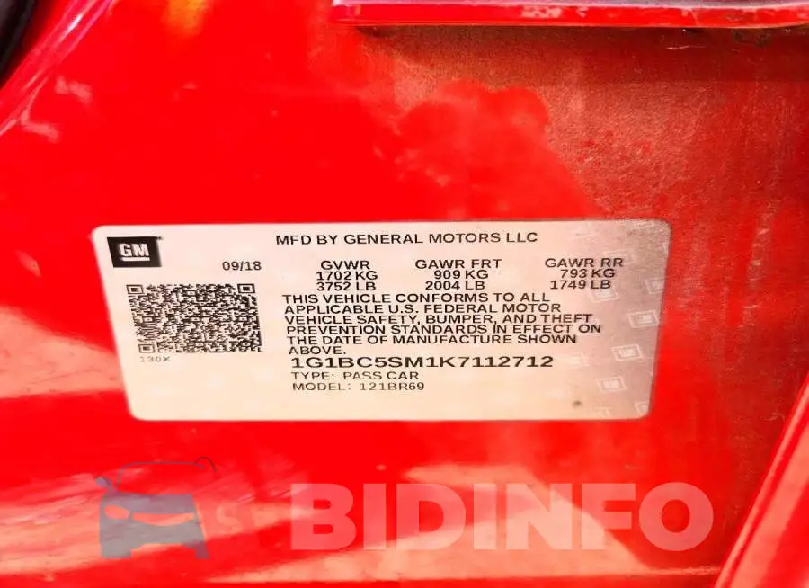 1G1BC5SM1K7112712 Photo# 13