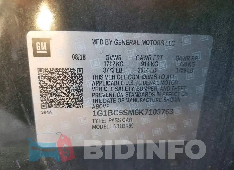 1G1BC5SM6K7103763 Photo# 12