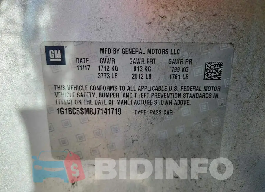 1G1BC5SM8J7141719 Photo# 12