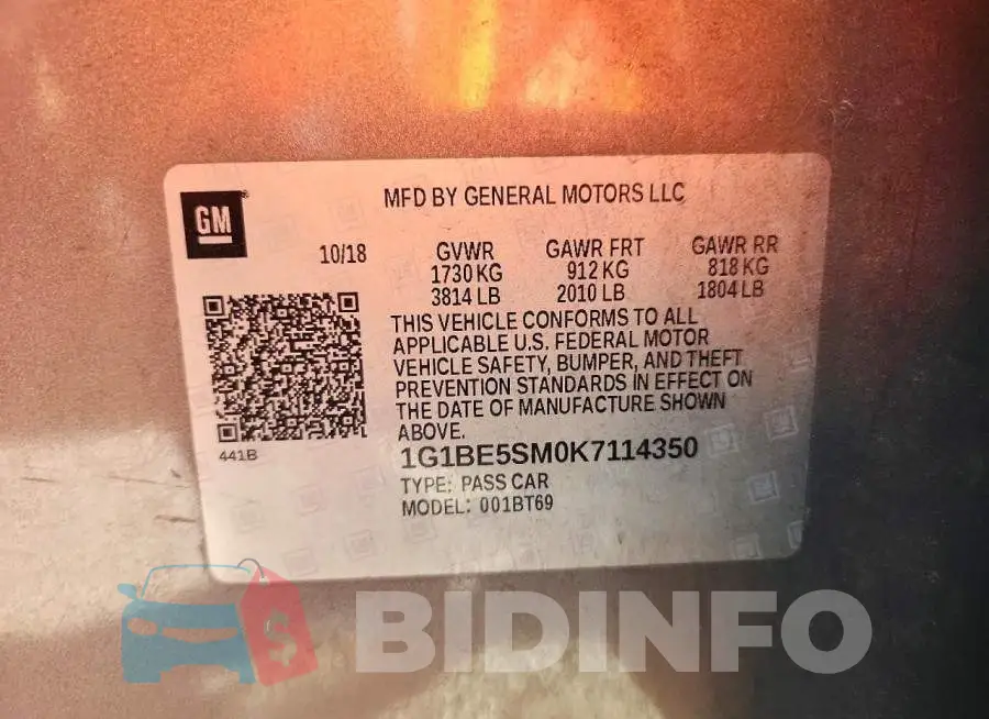 1G1BE5SM0K7114350 Photo# 12