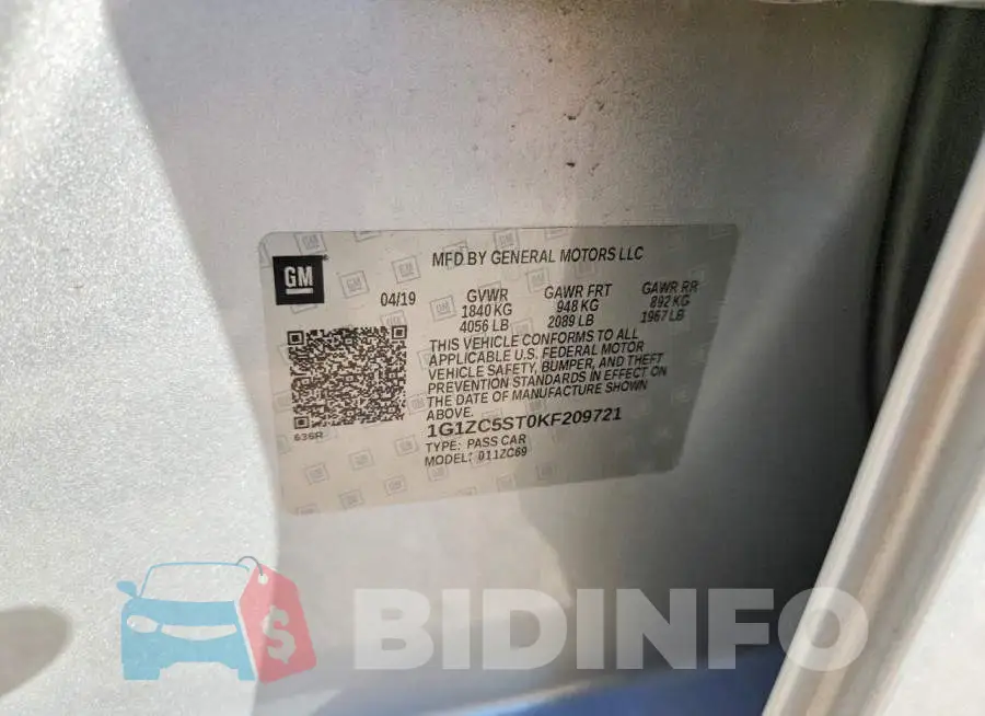 1G1ZC5ST0KF209721 Photo# 12