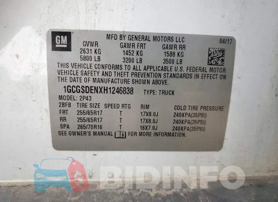 1GCGSDENXH1246838 Photo# 12