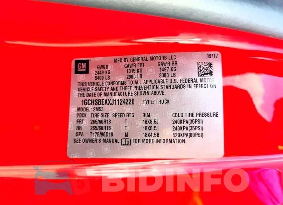 1GCHSBEAXJ1124220 Photo# 13