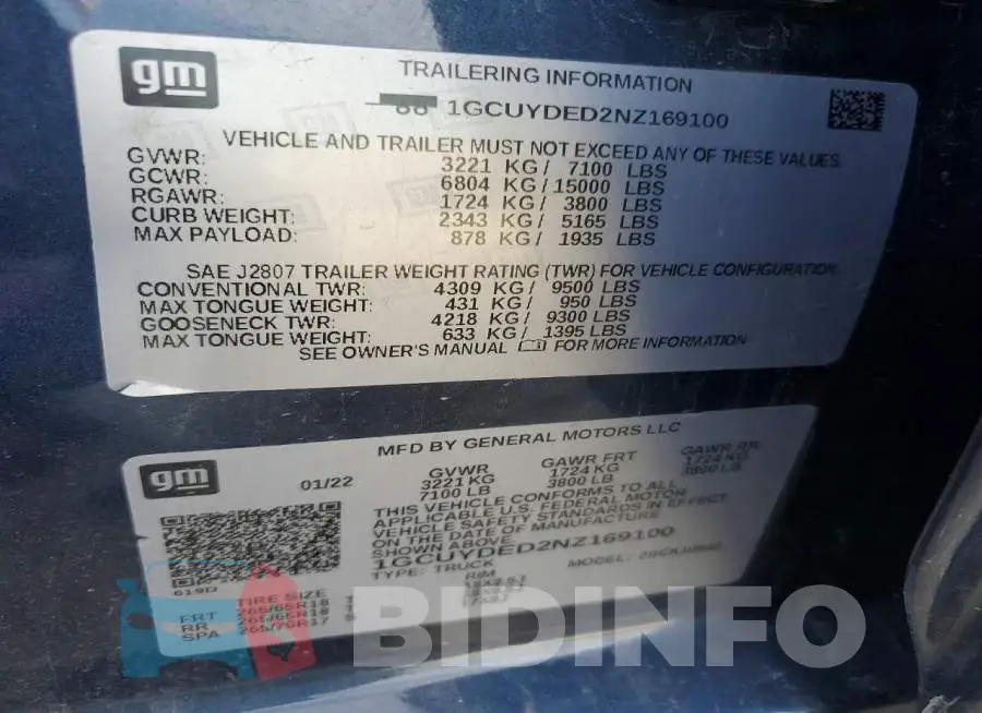1GCUYDED2NZ169100 Photo# 13