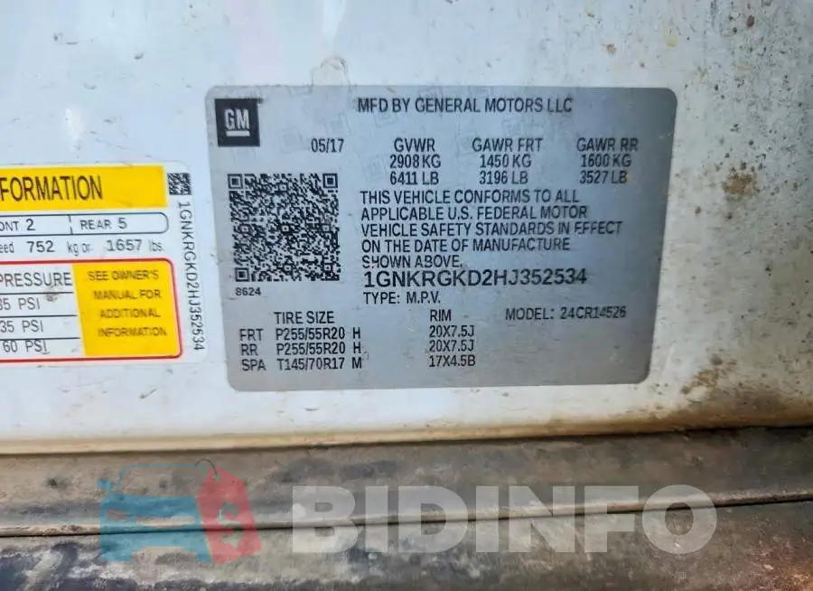1GNKRGKD2HJ352534 Photo# 13