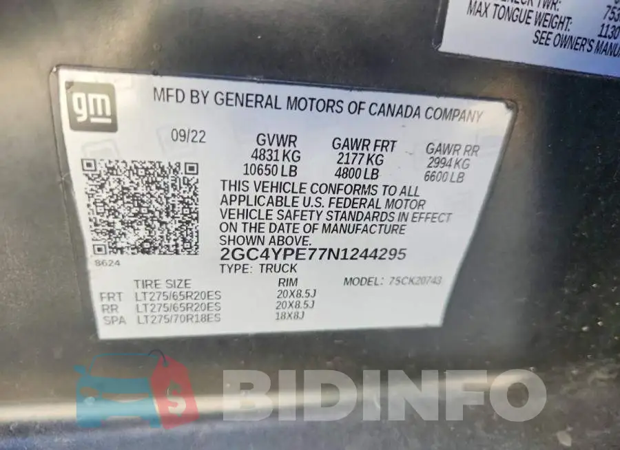 2GC4YPE77N1244295 Photo# 12