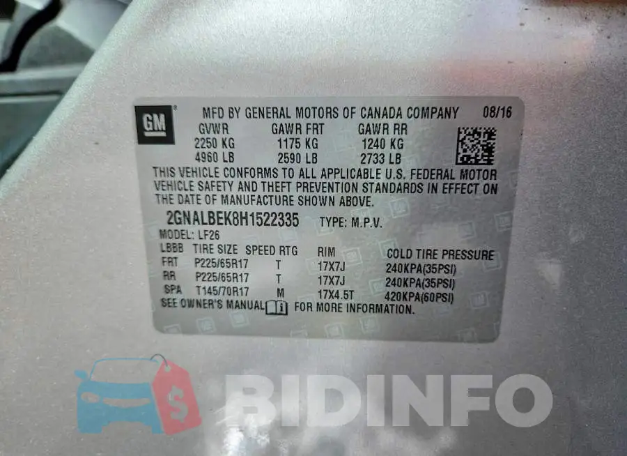 2GNALBEK8H1522335 Photo# 13