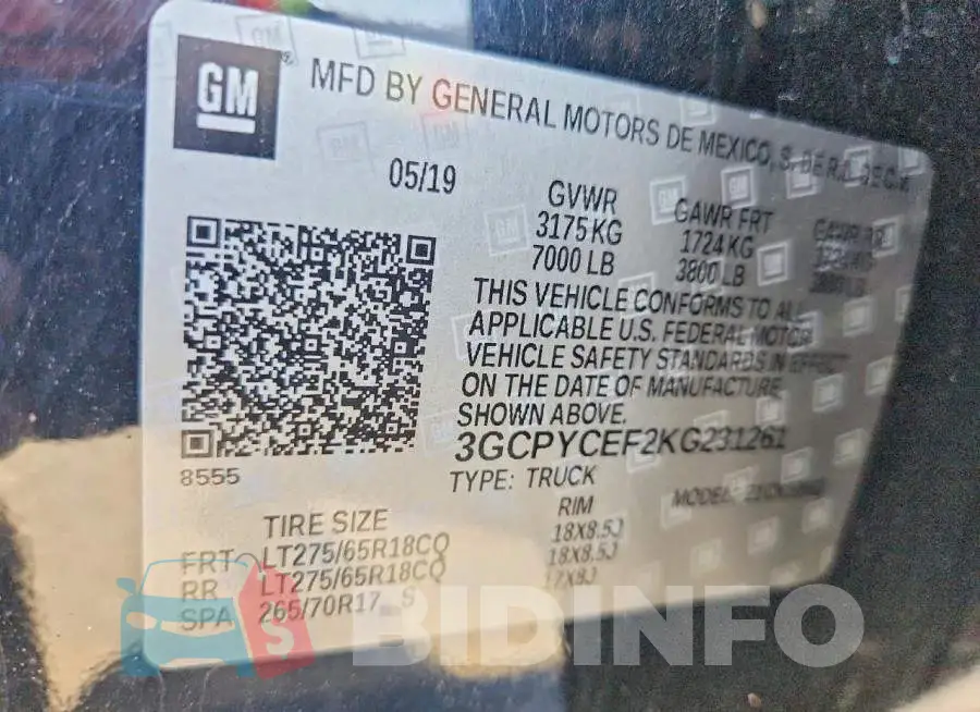 3GCPYCEF2KG231261 Photo# 12