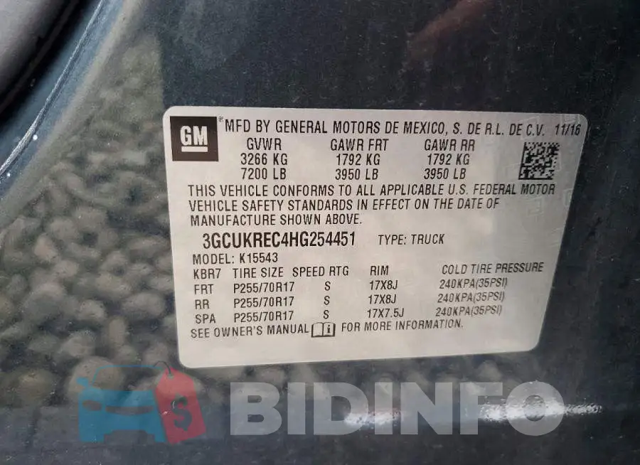 3GCUKREC4HG254451 Photo# 12