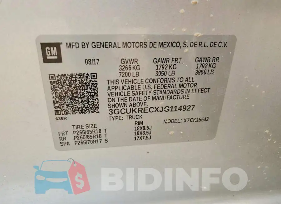 3GCUKRECXJG114927 Photo# 12