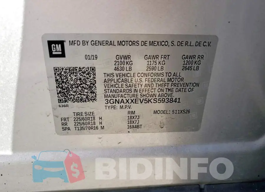 3GNAXXEV5KS593841 Photo# 13