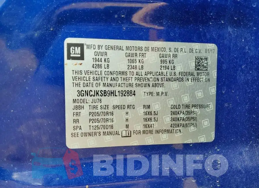 3GNCJKSB9HL192884 Photo# 12