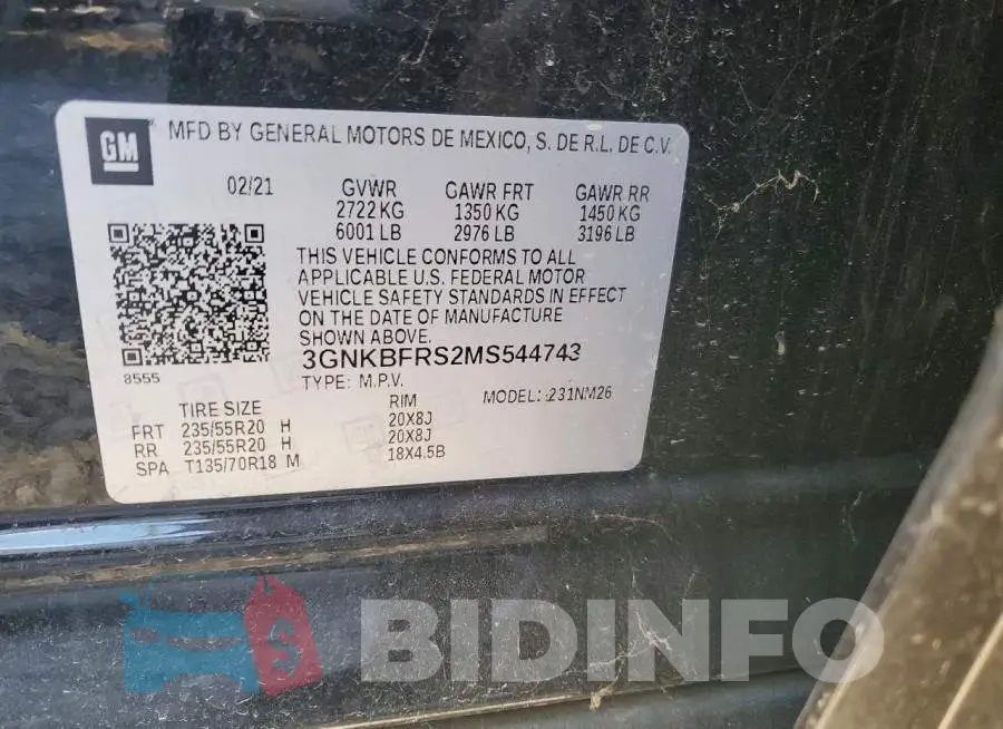 3GNKBFRS2MS544743 Photo# 13