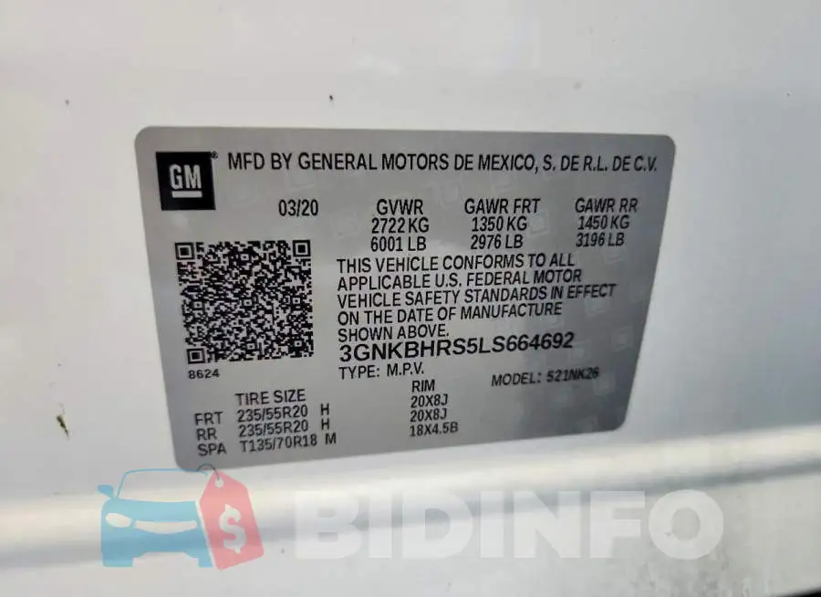 3GNKBHRS5LS664692 Photo# 13