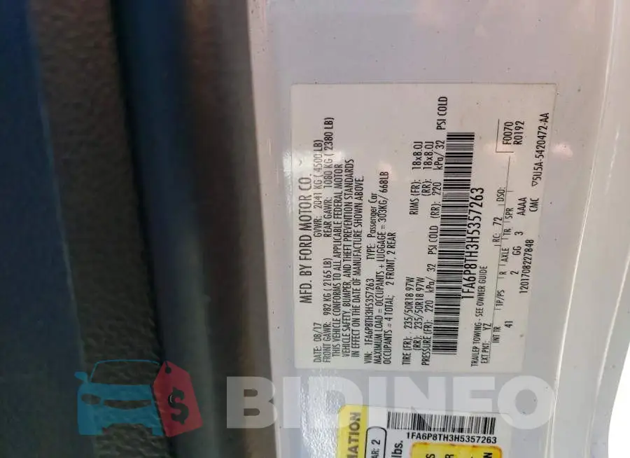 1FA6P8TH3H5357263 Photo# 12
