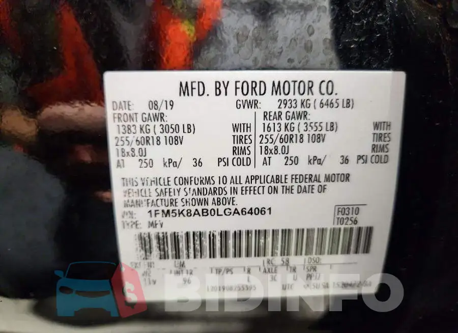 1FM5K8AB0LGA64061 Photo# 13