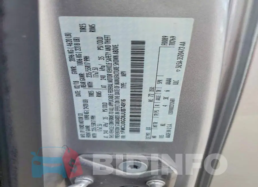 1FMCU0GD8JUB74916 Photo# 13